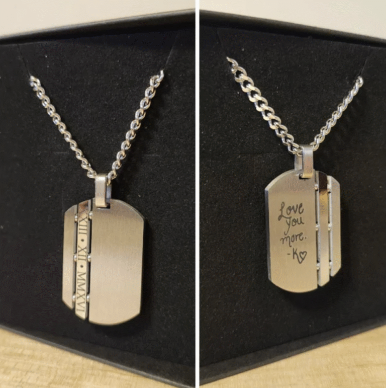 About us 6 Testimonial from Koraly Laplante – OhLala Trendy Jewelry, Engraved Dog Tag Men Necklace