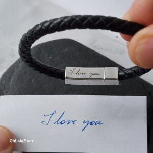 Black & Brown Leather Bracelet for Men, engraved and personalized - photo 1 of 10 (BC11-6MM)