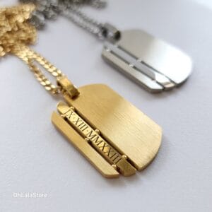 Gold & Silver Stainless Steel Dog Tag Necklace for Men, engraved and personalized - photo 1 of 10