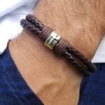 Men Leather Cross Bracelet, Silver Cross Bracelet, Religious Bracelet, Mens Bracelet, Men Gift