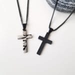 Men Cross Necklace, Camouflage Cross Necklace, Personalized Black Cross Necklace 11 Men Cross Necklace, Camouflage Cross Necklace, Personalized Black Cross Necklace