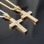Gold Cross Necklace, Engraved Men Necklace, Personalized Gift for Him