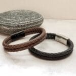 Personalized Mens Leather Bracelet, Cuff Bracelet, Gift for Him