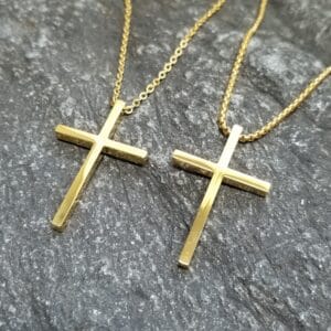 Gold Stainless Steel Cross Necklace, engraved and personalized - photo 8 of 10
