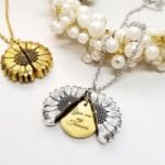 Secret Message Necklace, Sunflower Locket Necklace, Personalized Mom Gift