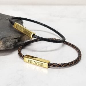 Coordinate Leather Bracelet, Engraved Men Bracelet, Personalized Gift for Him