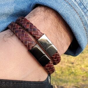 Personalized Men Leather Bracelet, Engraved Custom Size Bracelet