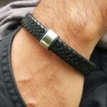 Men Leather Bracelet, Engraved Men Bracelet