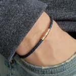 Braided Blue Thin Leather Bracelet