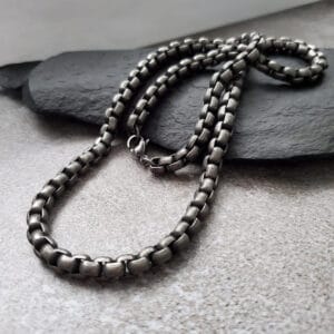 Chunky Silver Steel Men Chain, Men Thick Chain Necklace