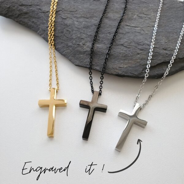Simple Stainless Steel Cross Men Necklace