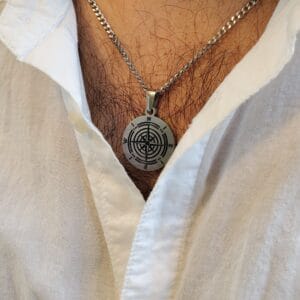 Engraved Men Necklace, Compas Silver Necklace, Personalized Gift for Him
