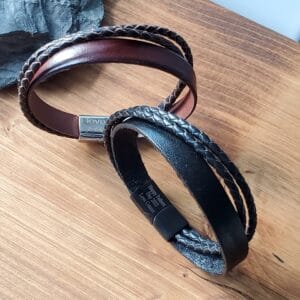 Personalized Mens Leather Bracelet, Engraved Gift for Him, Custom Men Jewelry