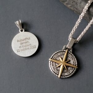 Personalized Compass Engraved Men Necklace