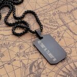 Coordinates Men Tag Necklace, Personalized Bar Necklace, ID Coordinate Dog Tag Necklace