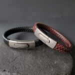 Engraved Men Leather Bracelet, Personalized Gift for Him