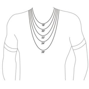 Necklace Chain Sizes 18 through 26 on a model