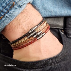 Simple Thin Men Leather Bracelet