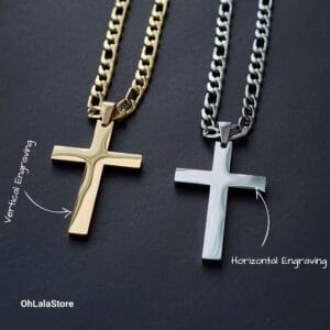 Big Cross Men Necklace, Personalized Necklace for Men's, Gift for Him