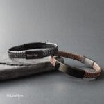 Personalized Men's Leather Bracelet - Custom Engraved Leather Wristband for Him