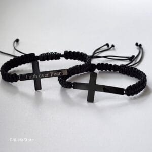Cord Cross Bracelet for Men, engraved and personalized - photo 5 of 10