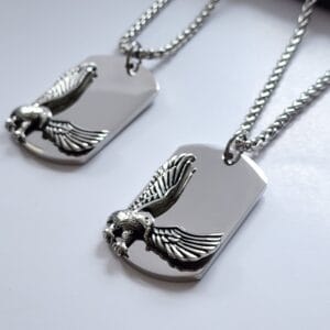 Engraved Dog Tag Men Necklace, Personalized Eagle Necklace For Men, Custom Men Gift