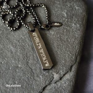Engraved Bar Men Necklace, Personalized Necklace For Men, Custom Gift for Him