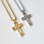 Personalized Men Cross Necklace, Gold Engraved Cross Pendant, Customized Gift for Dad