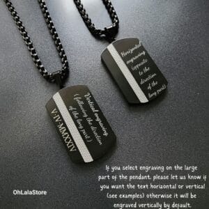 ID Personalized Pendant Necklace, Engraved Dog Tag Men Necklace, Customized Gift for Him
