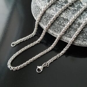 Stainless Steel Necklace Chain, 3MM- 4MM Rope Chain, Mens Jewelry