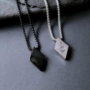 Engraved Tringle Necklace, Personalized Pendant Gift