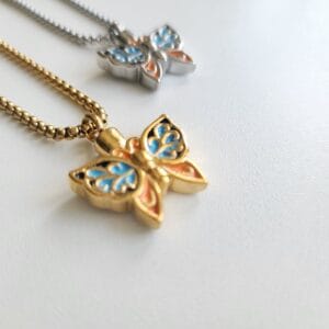 Butterfly Urn Necklace, Engraved Container Women Necklace, Personalized Memorial Necklace