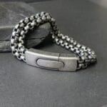 Double box chain steel bracelet on slate