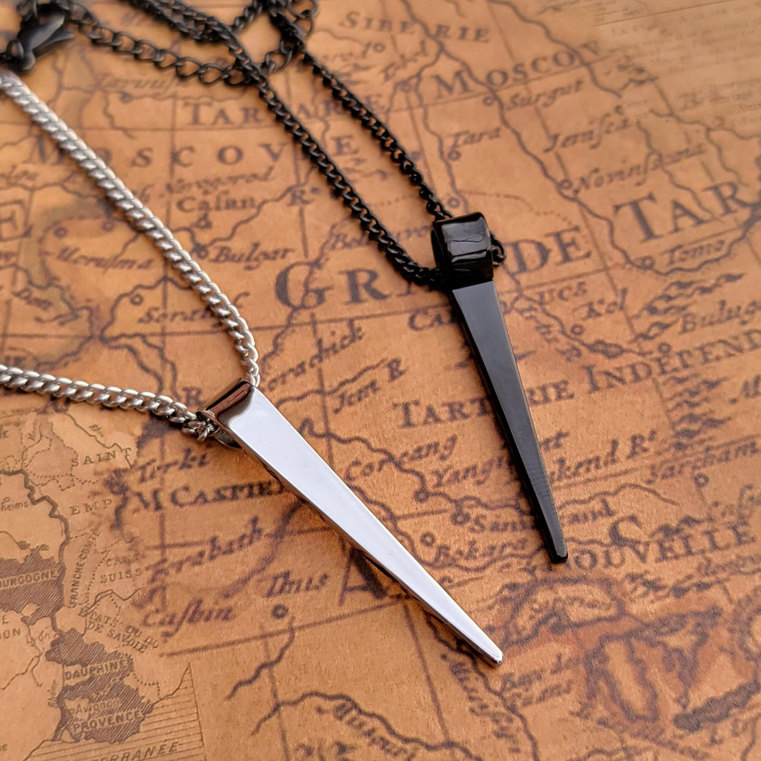 Engraved Dainty Men Necklace, Personalized Bar Pendant, Gift for Him 4 Black and silver bar pendants