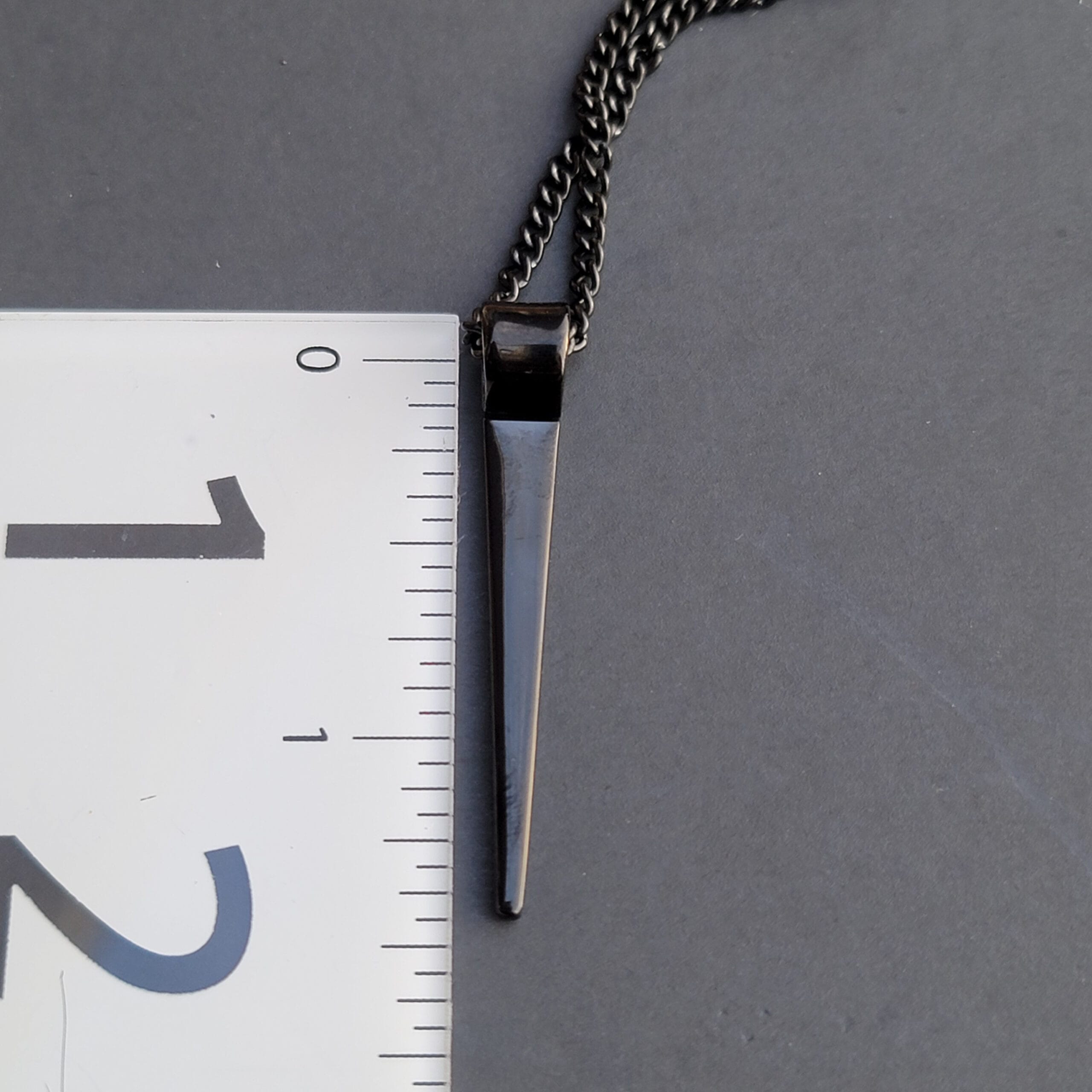 Engraved Dainty Men Necklace, Personalized Bar Pendant, Gift for Him 5 Bar pendant against a ruler for size