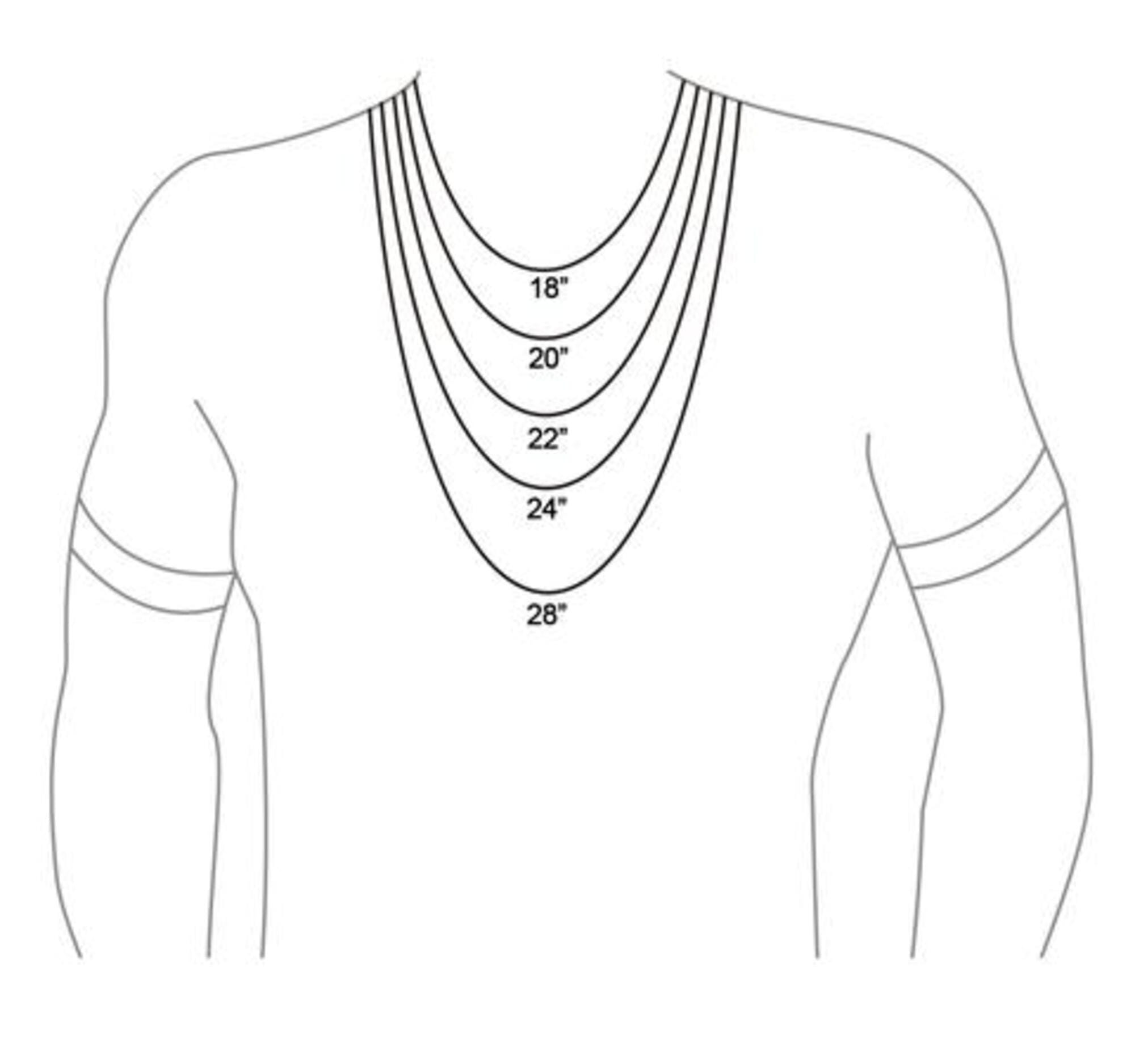 Engraved Dog Tag Necklace for Men, Personalized ID Pendant, Custom Gift for Him 8 Necklace length chart, 18 to 26 inches