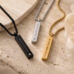 Bar urn necklaces in black, silver and gold