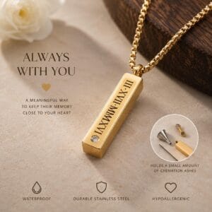 Home 24 Gold bar urn pendant with its fill kit