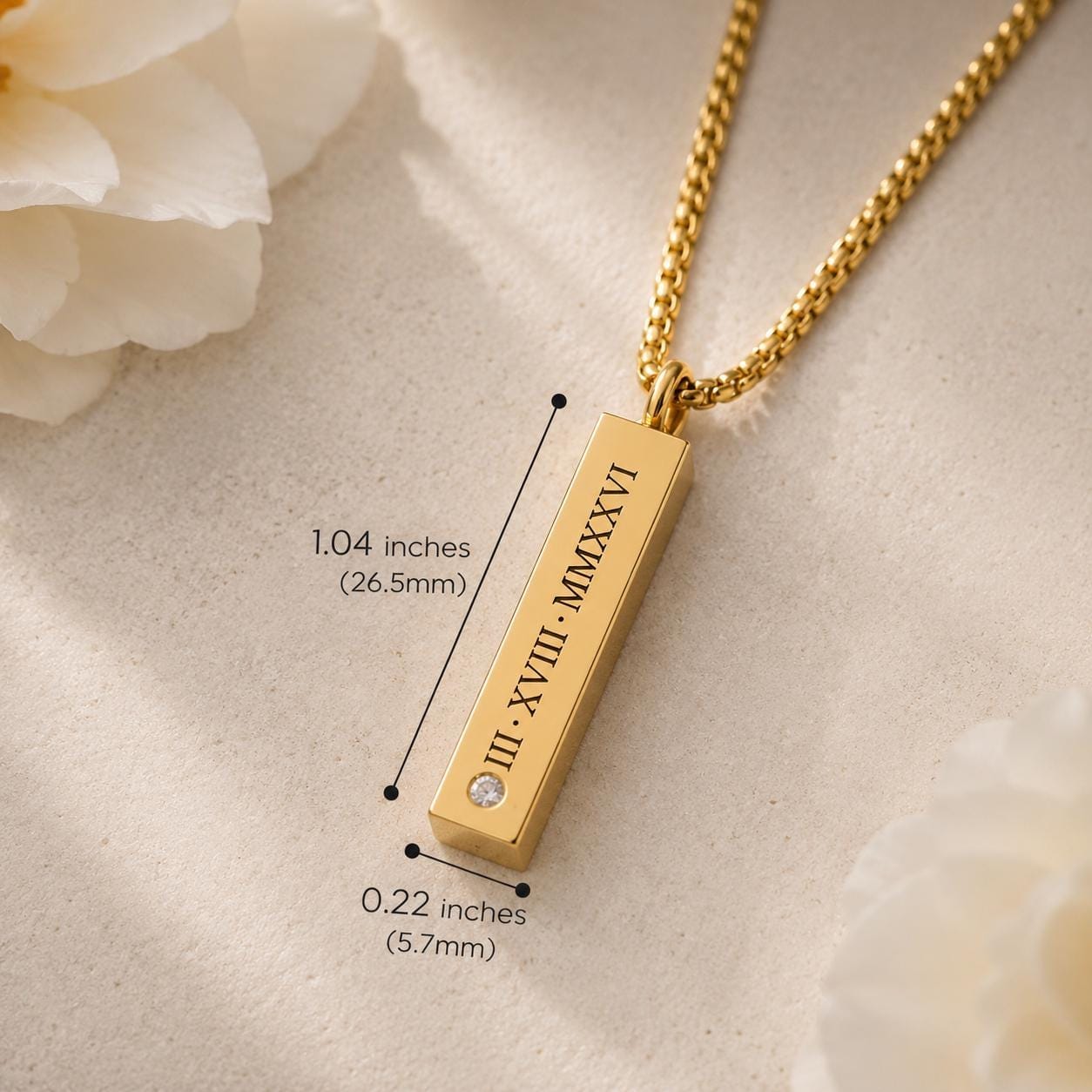 Personalized Bar Urn Necklace, Engraved Memorial Ash Pendant, Keepsake Gift 3 Bar urn pendant size, 26.5 by 5.7 mm