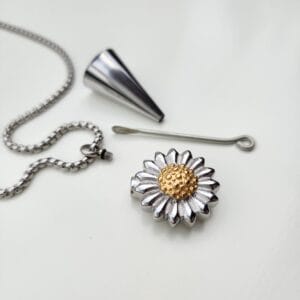 Home 23 Sunflower urn pendant with its funnel and tool