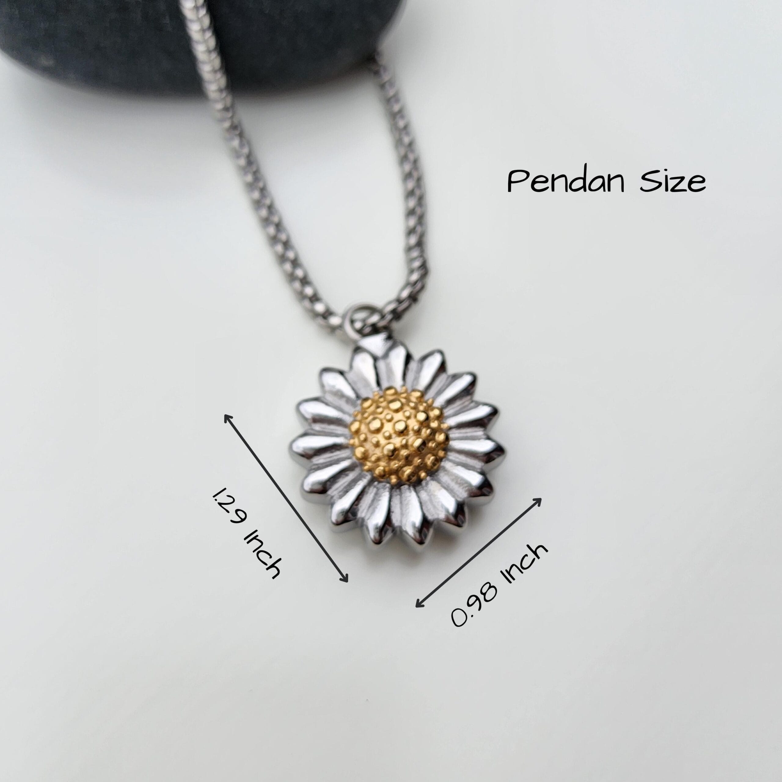 Personalized Sunflower Urn Necklace, Engraved Memorial Container Necklace for Her 3 Sunflower urn pendant size