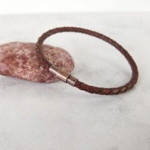 Black & Reddish Brown Leather Bracelet - photo 2 of 7