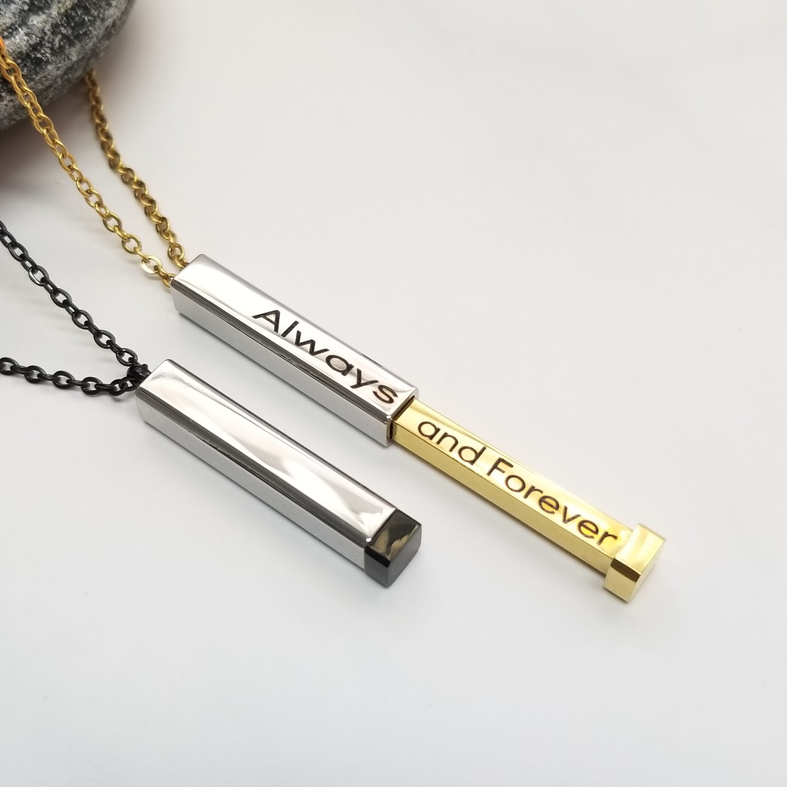 Secret Message Necklace, Bar Name Necklace, Engraved Unisex Necklace 8 Stainless Steel Necklace, engraved and personalized - photo 8 of 9